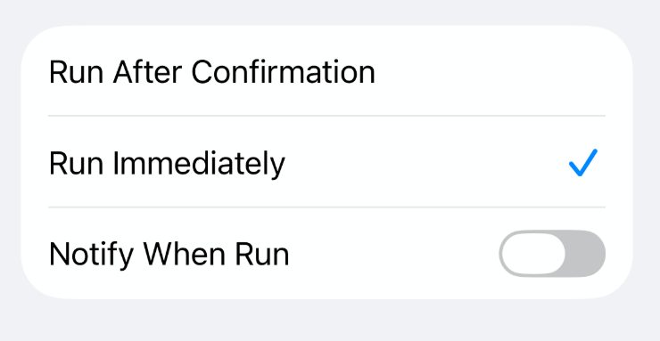 Run Immediately option selected