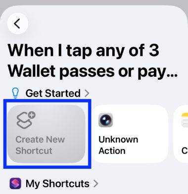 Create New Shortcut tile